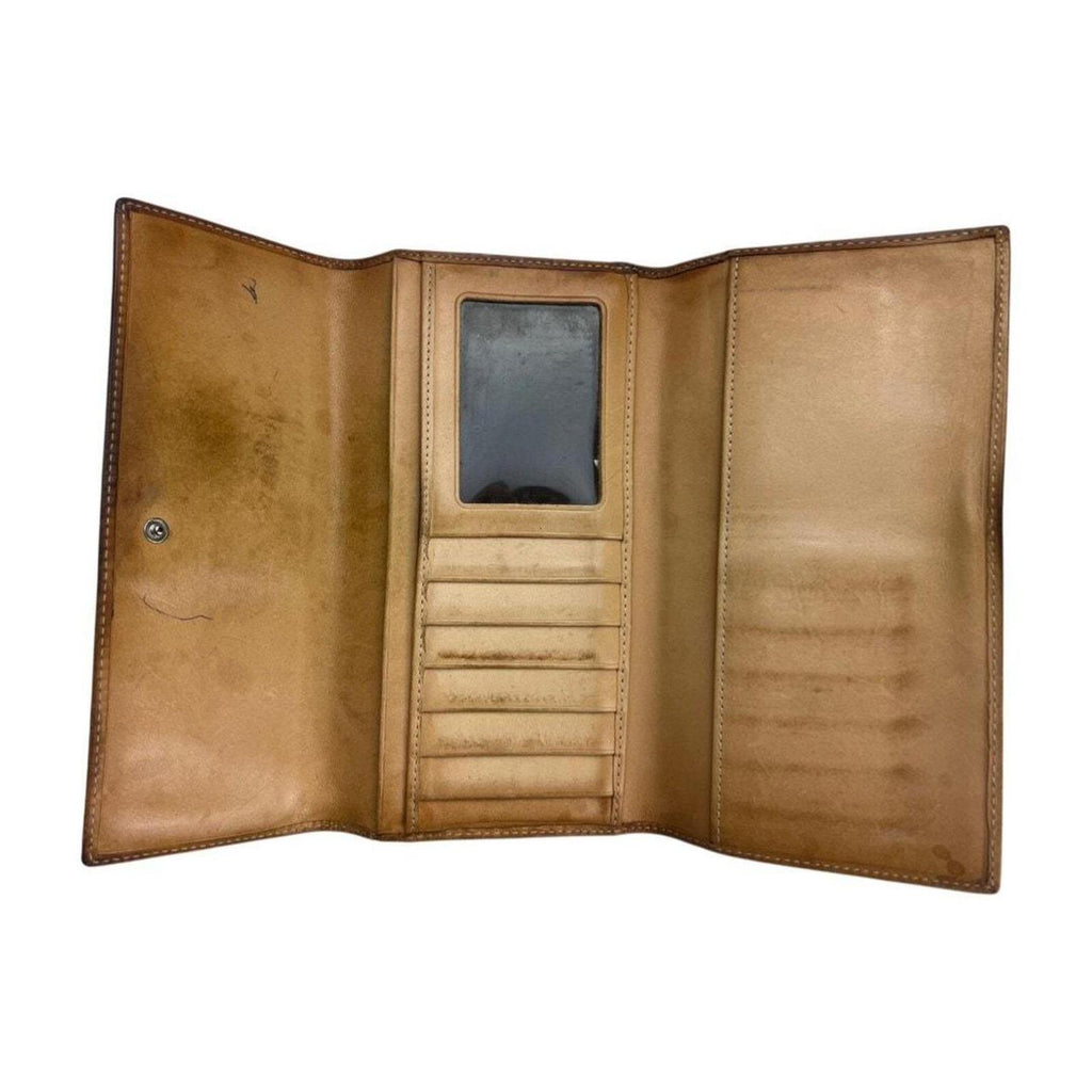 Coach signature brown & tan canvas snap wallet