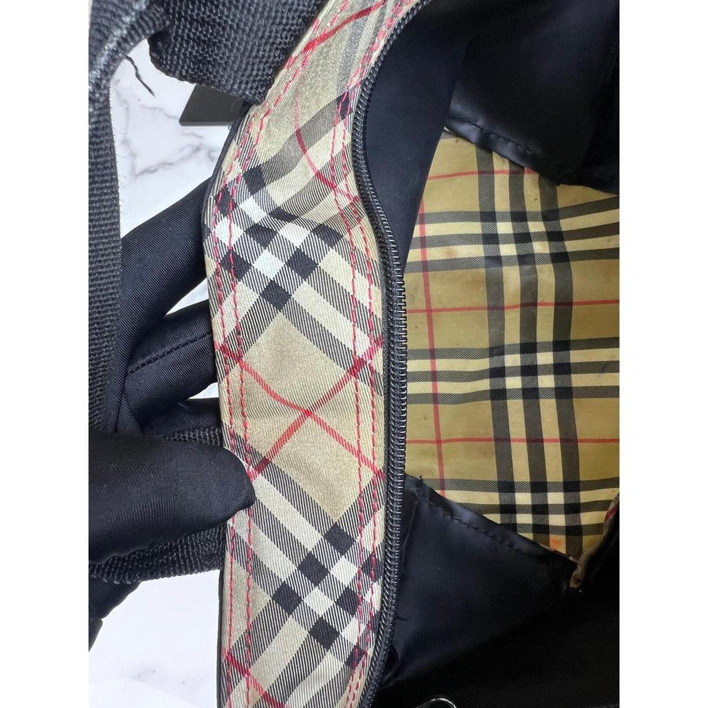 Burberry Blue Label Crestbridge Black Nylon Mini Tote
