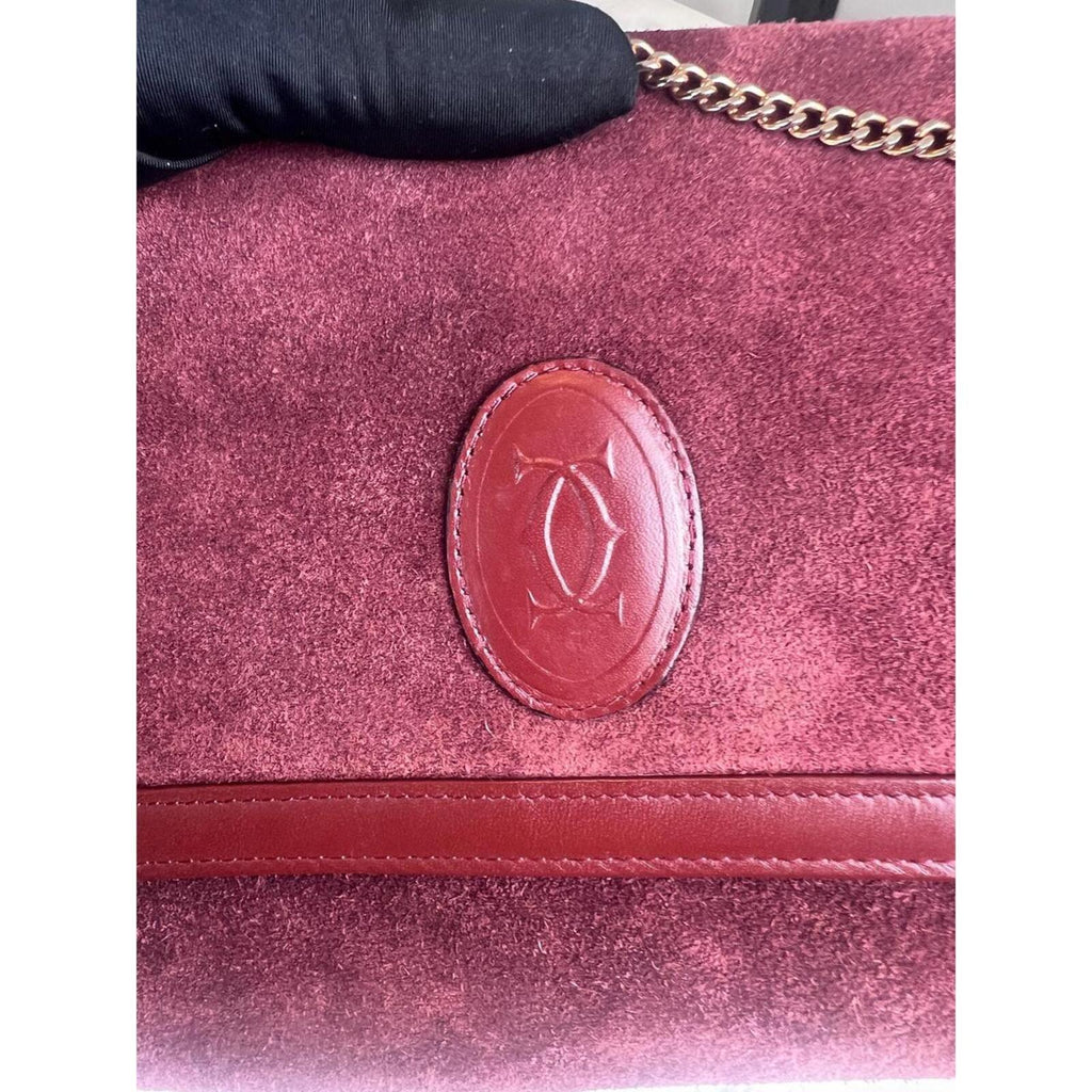 Must De Cartier Chain Suede Shoulder Bag