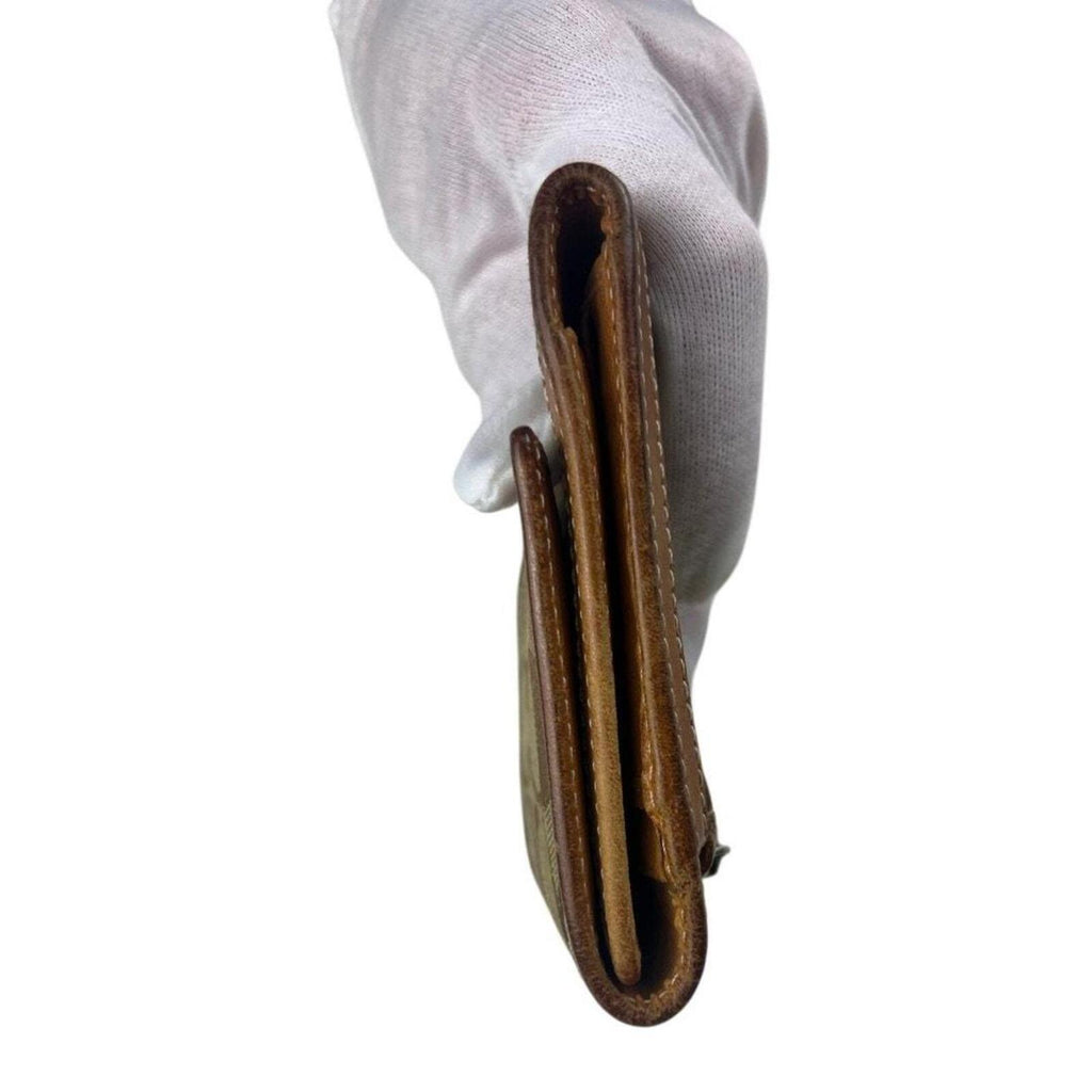 Coach signature brown & tan canvas snap wallet