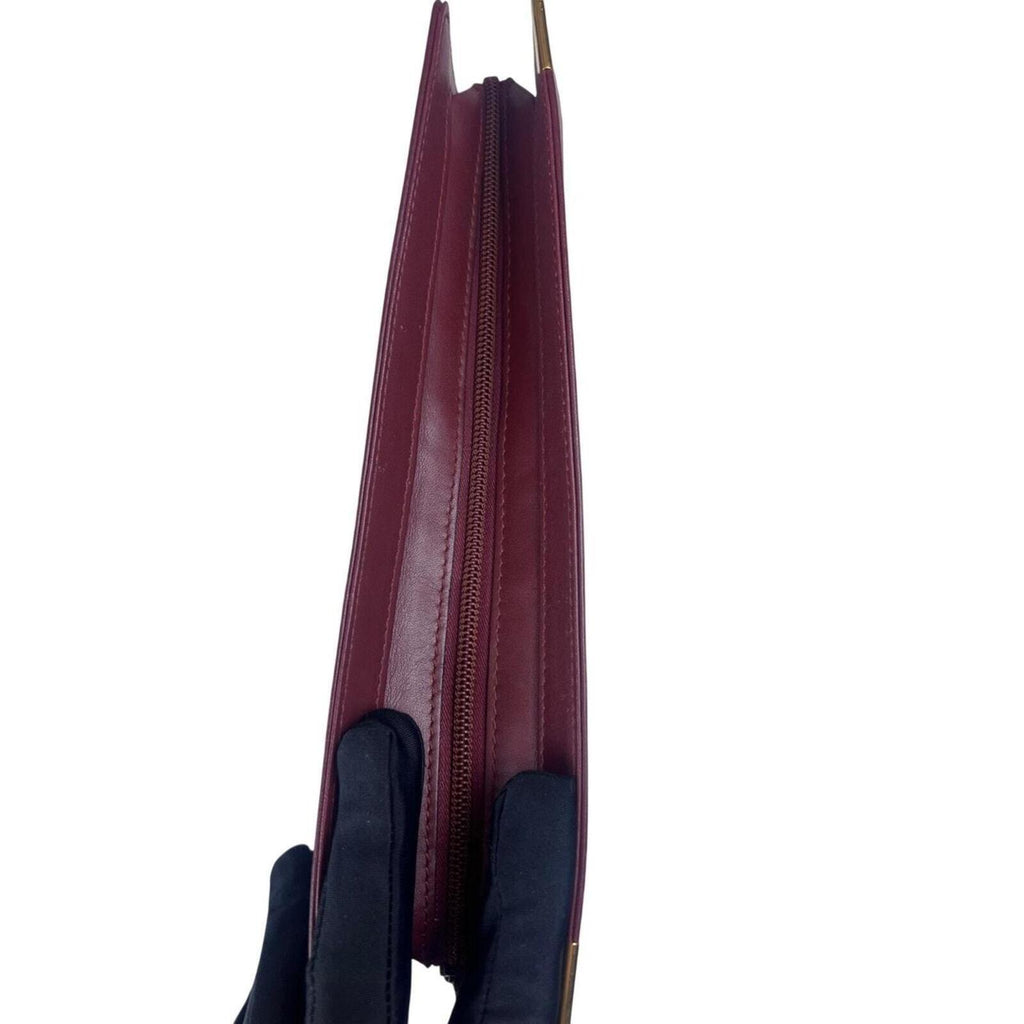 Must De Cartier Burgundy Leather Cutch Bag