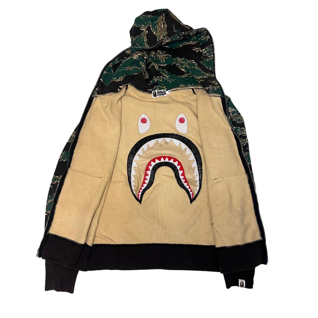 Genuine BAPE green and khaki camo zip up hoodie #streetwear