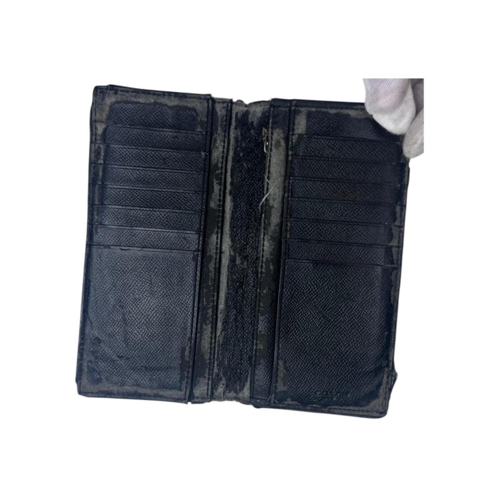Coach black textured leather travel wallet