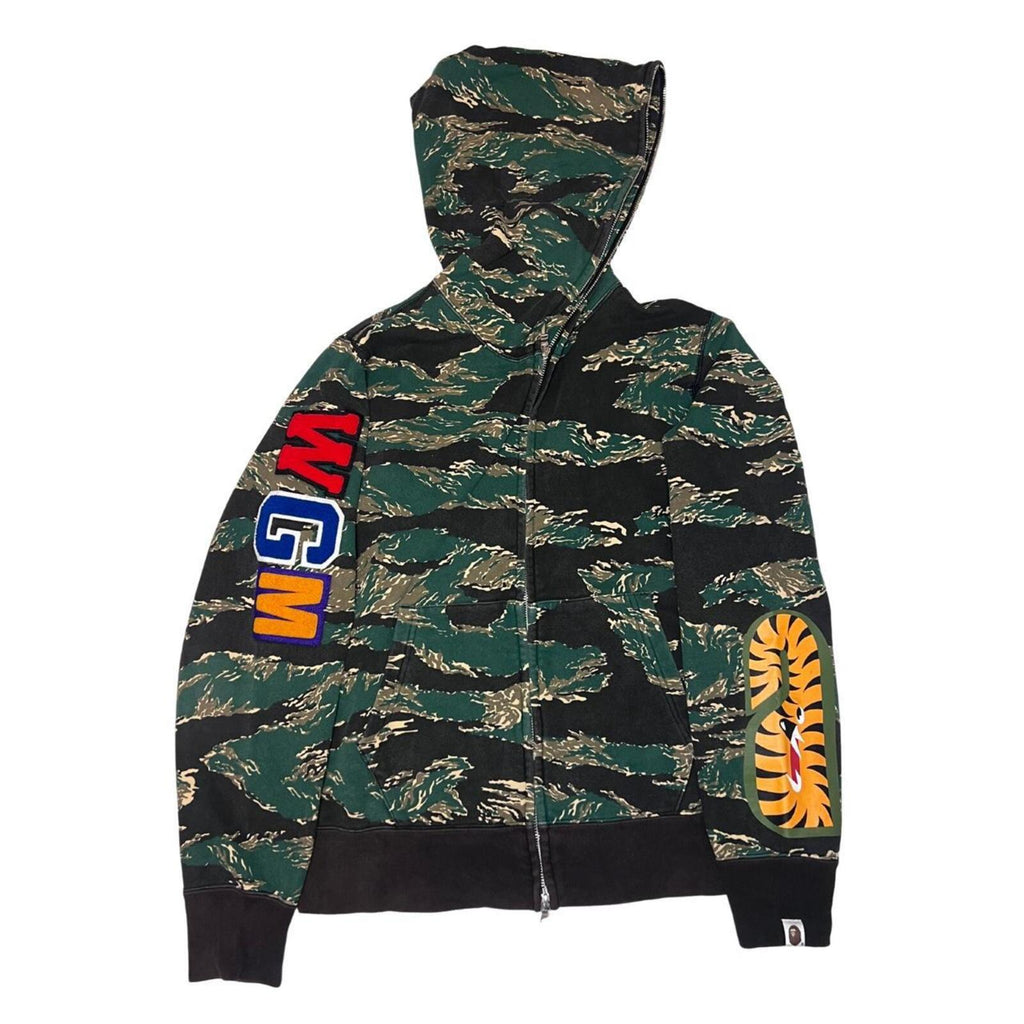 Genuine BAPE green and khaki camo zip up hoodie #streetwear