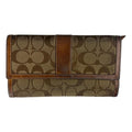 Coach signature brown & tan canvas snap wallet