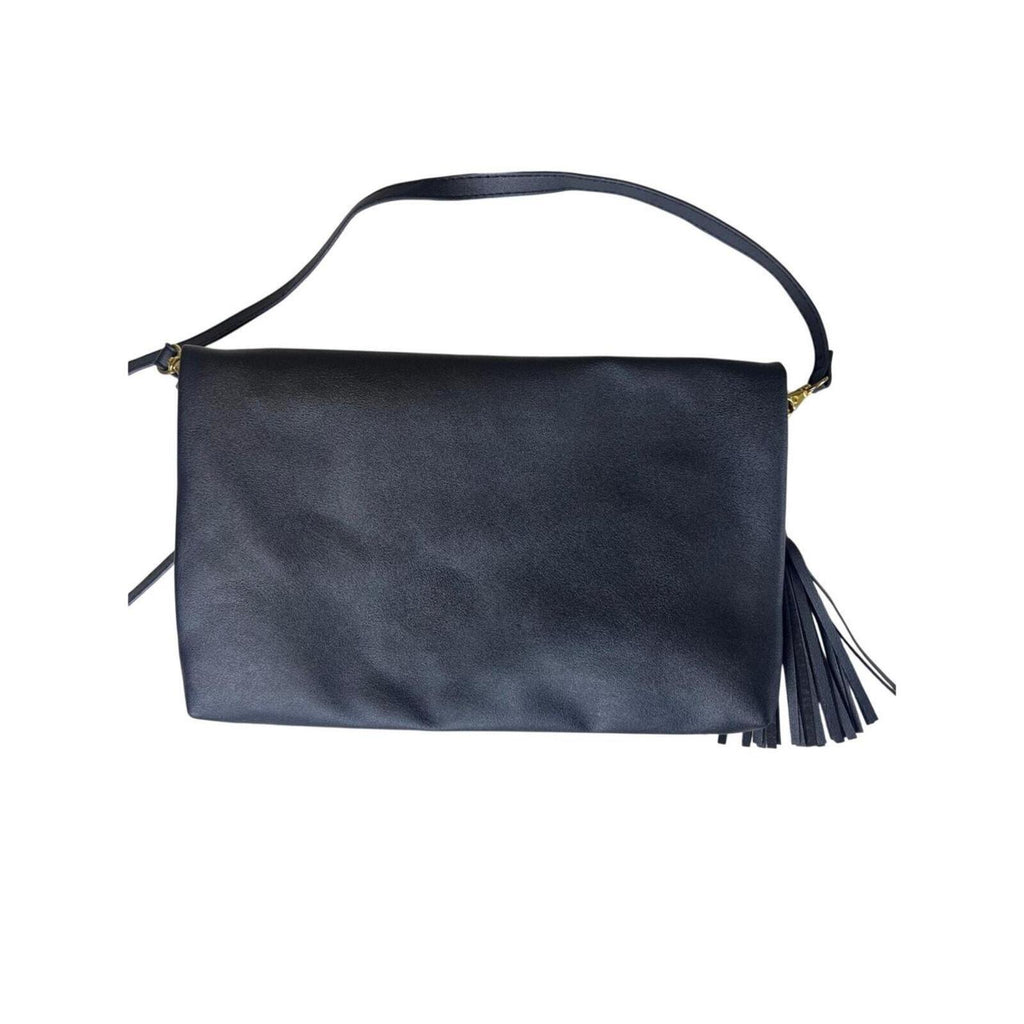 Givenchy black leather shoulder/clutch — sleek, minimalist designer bag in smooth black leather; versatile day-to-night elegance.