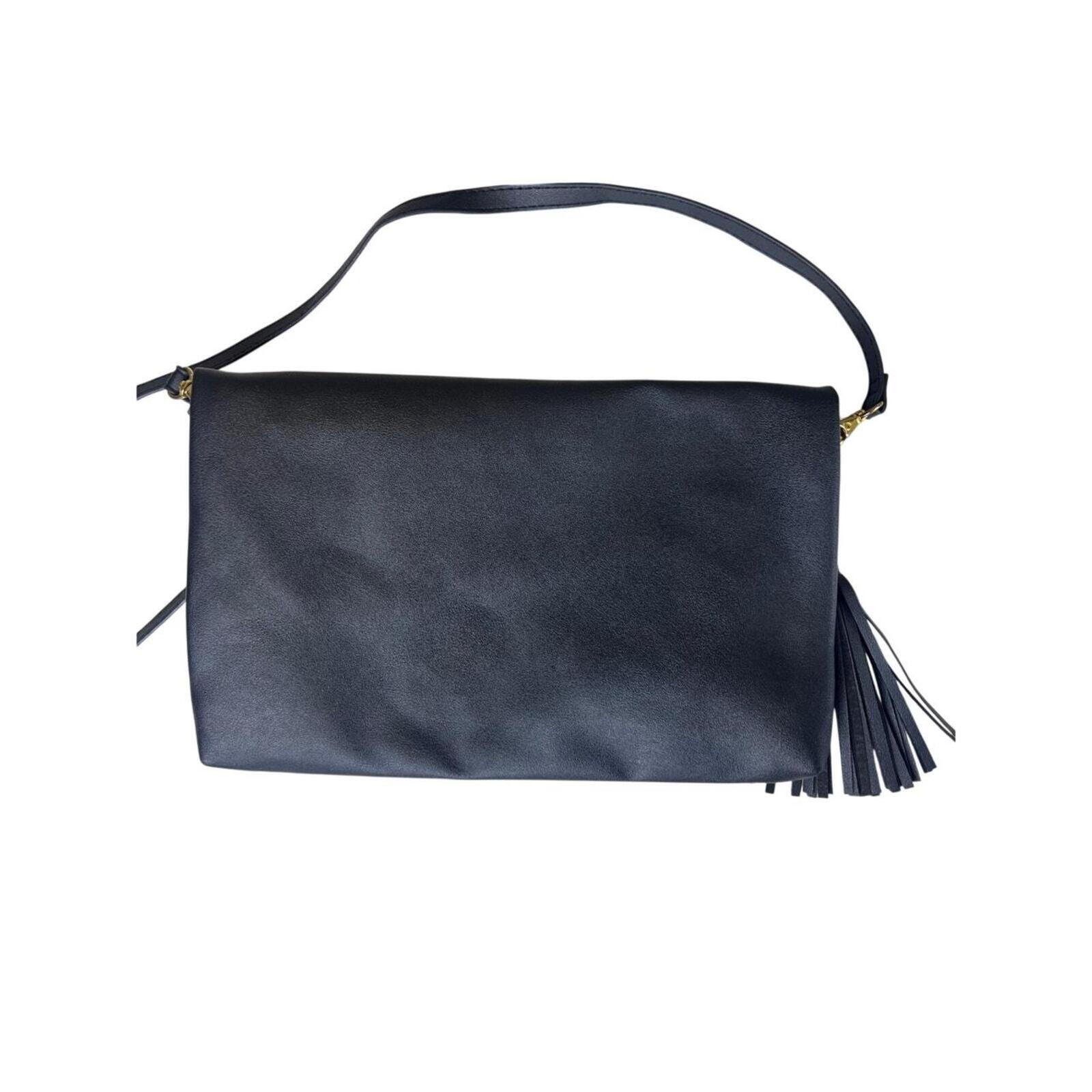 Givenchy black leather shoulder/clutch — sleek, minimalist designer bag in smooth black leather; versatile day-to-night elegance.