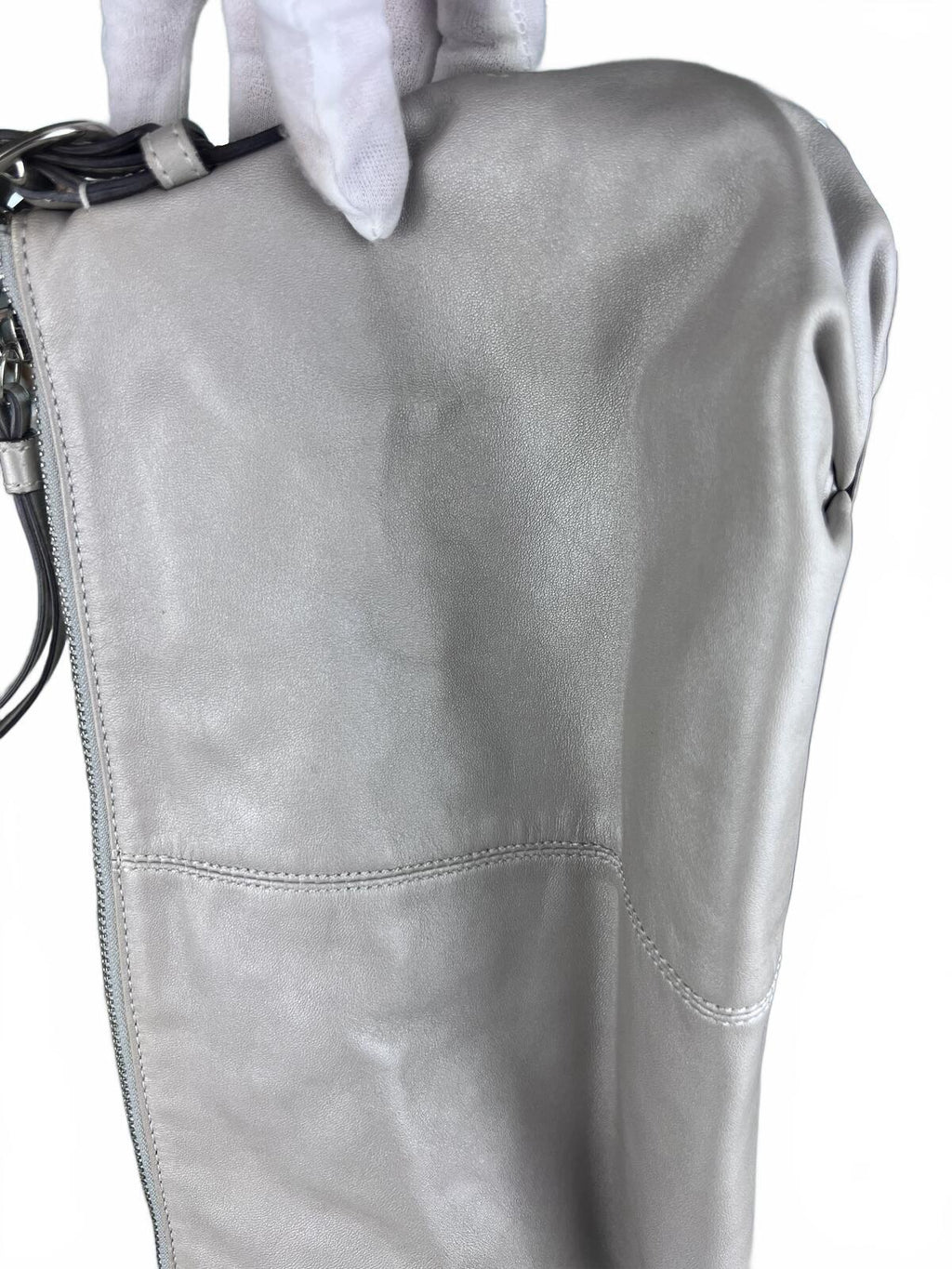 Coach Silver Metallic Leather Hobo Shoulder Bag