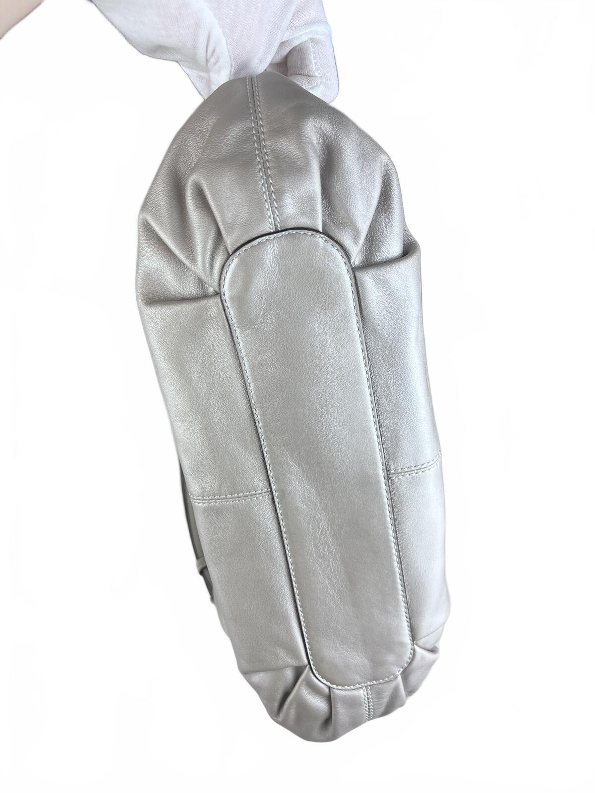 Coach Silver Metallic Leather Hobo Shoulder Bag
