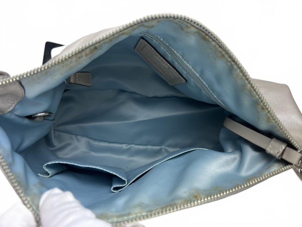 Coach Silver Metallic Leather Hobo Shoulder Bag