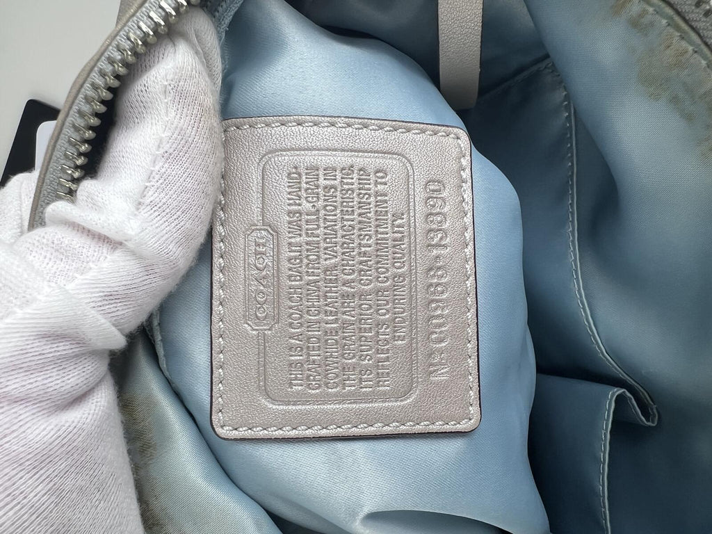 Coach Silver Metallic Leather Hobo Shoulder Bag