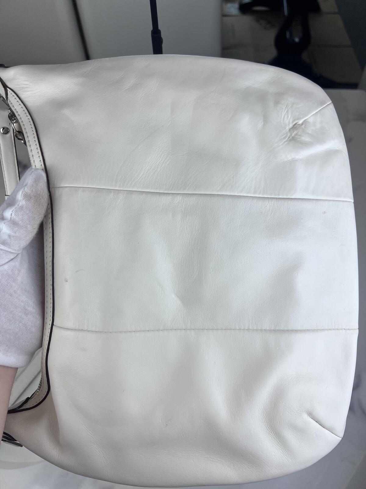 White Coach Kristin Woven Leather Hobo Shoulder Bag