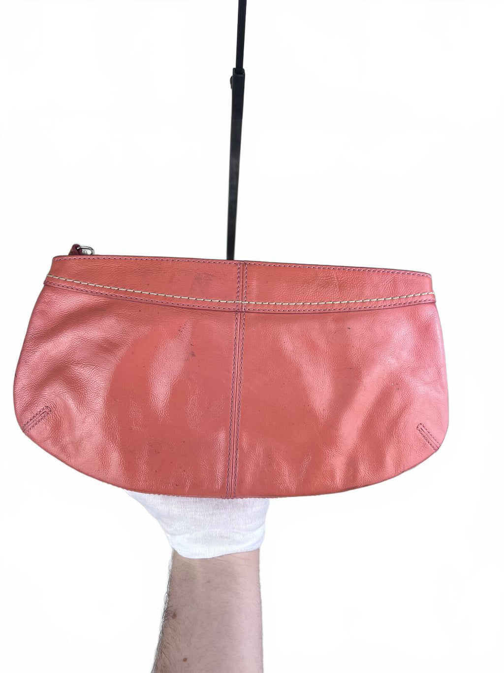 Pink Patent Leather Coach Soho Pleated Clutch Wristlet