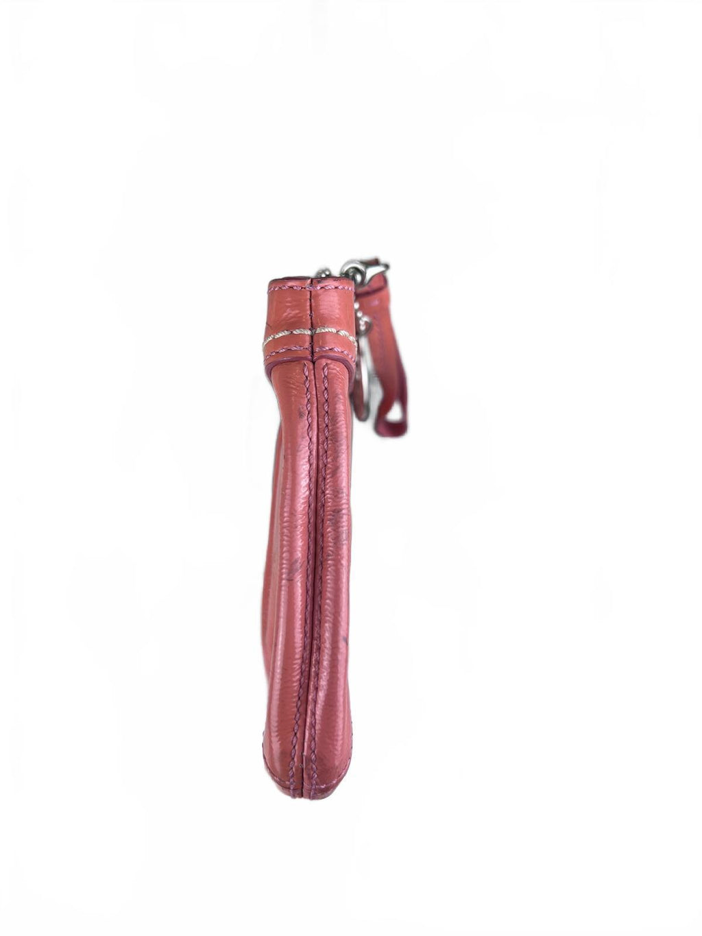 Pink Patent Leather Coach Soho Pleated Clutch Wristlet