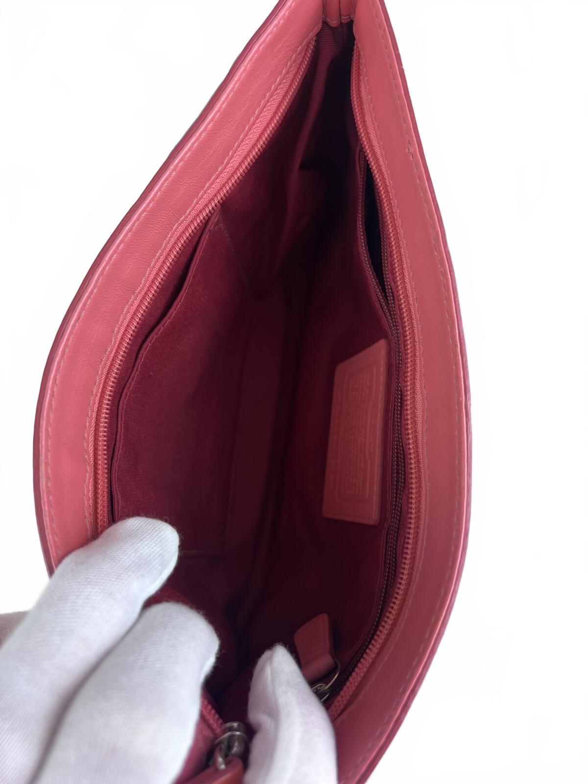 Pink Patent Leather Coach Soho Pleated Clutch Wristlet