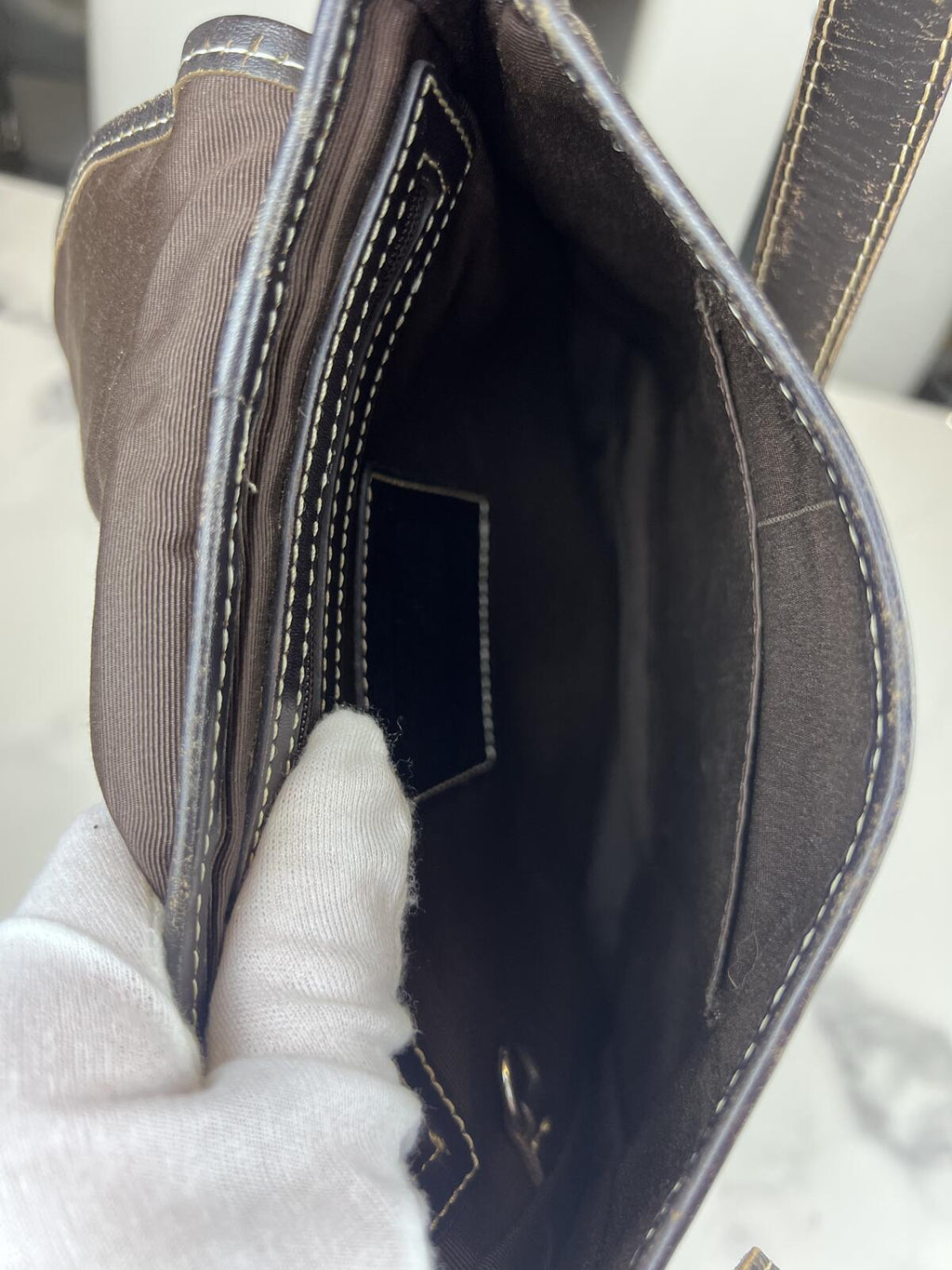 Black Leather Coach Signature Canvas Messenger Bag