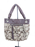 Brown Leather Coach Signature OP Art Hobo Shoulder Bag