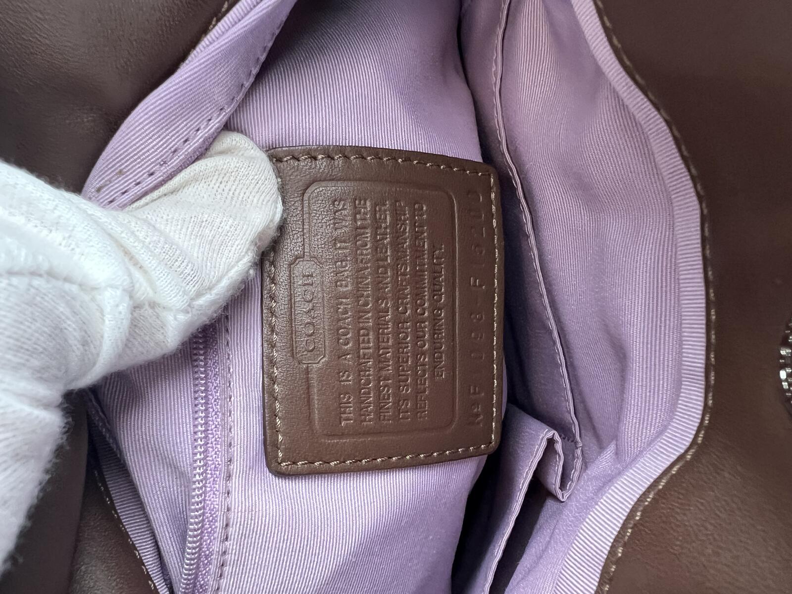 Brown Leather Coach Signature OP Art Hobo Shoulder Bag