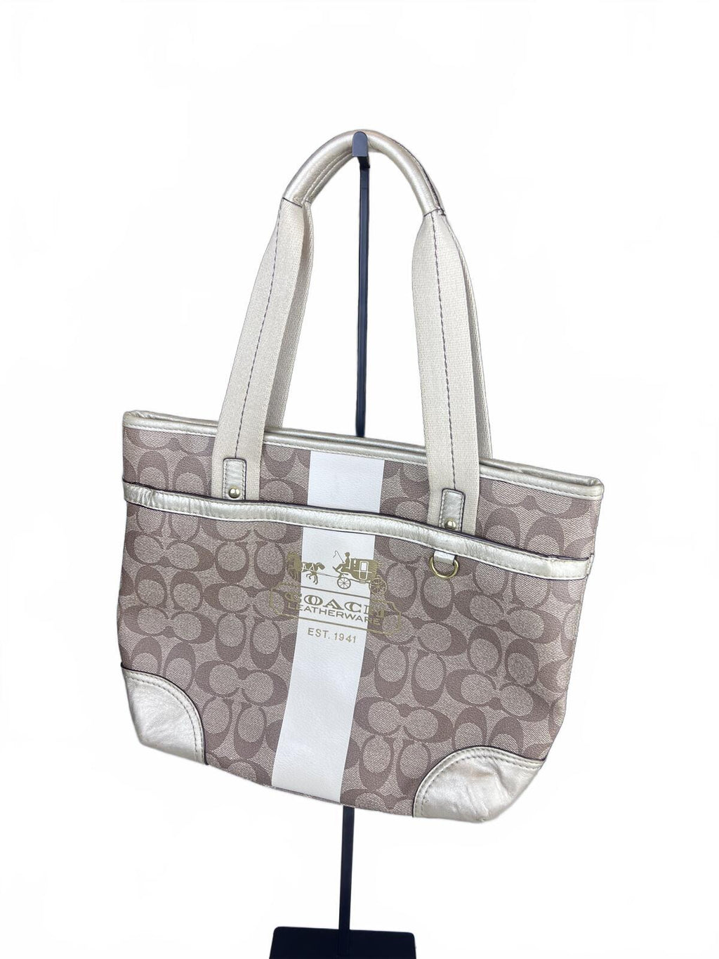 Coach Heritage Stripe Signature Tote Bag