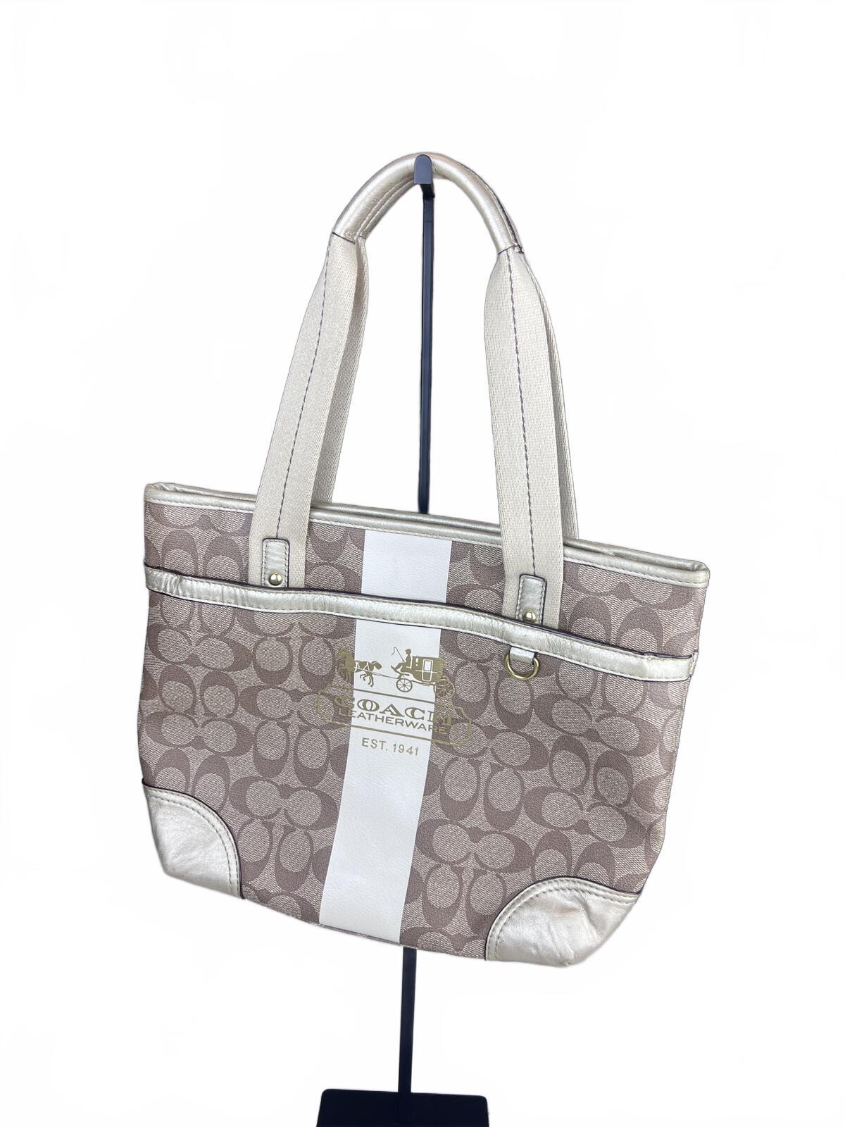 Coach Heritage Stripe Signature Tote Bag