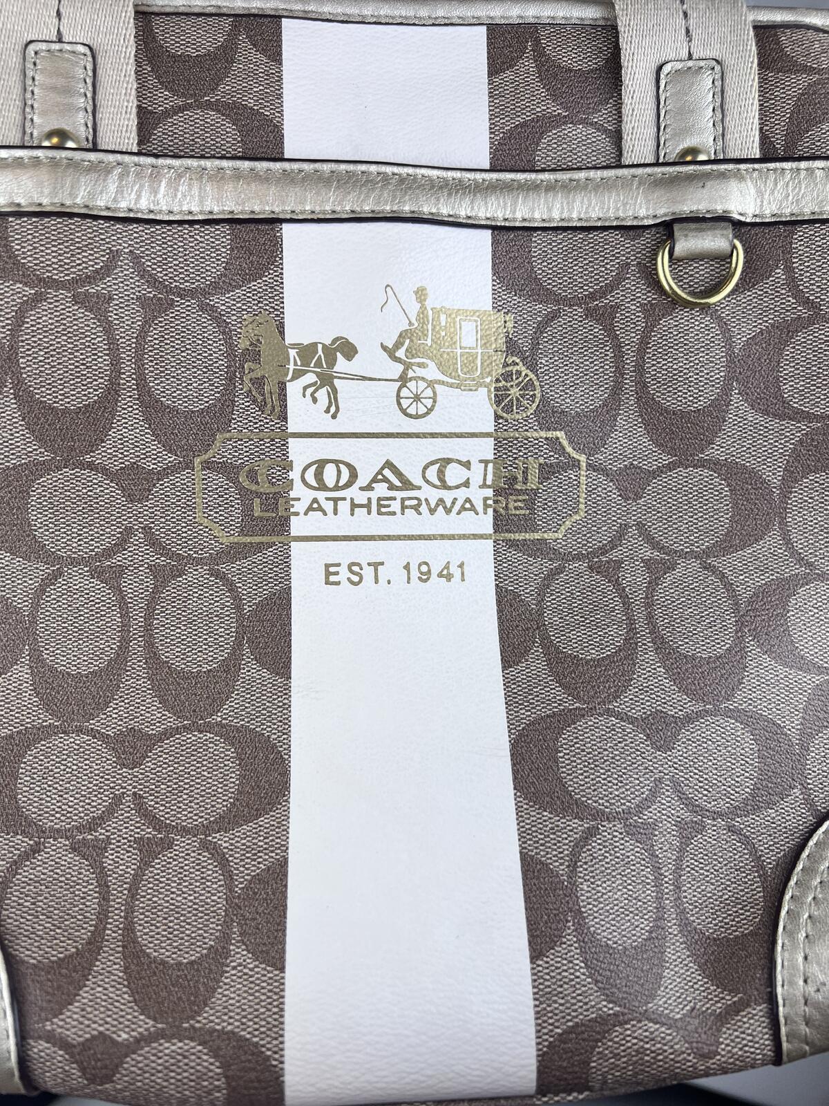Coach Heritage Stripe Signature Tote Bag