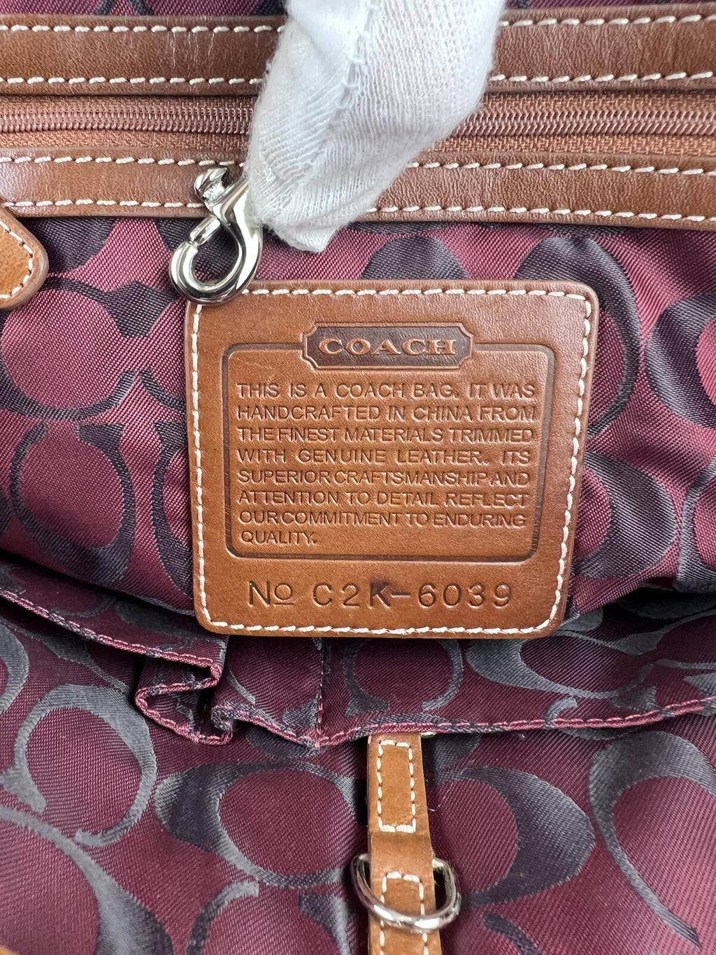 Coach Hampton Canvas Stripe Leather Tote Bag