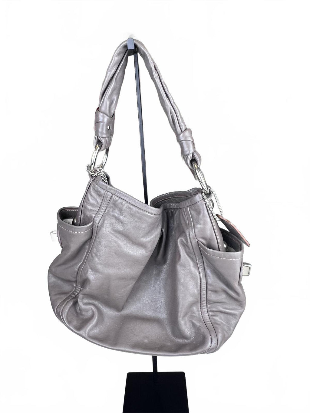 Coach Metallic Silver Leather Shoulder Bag