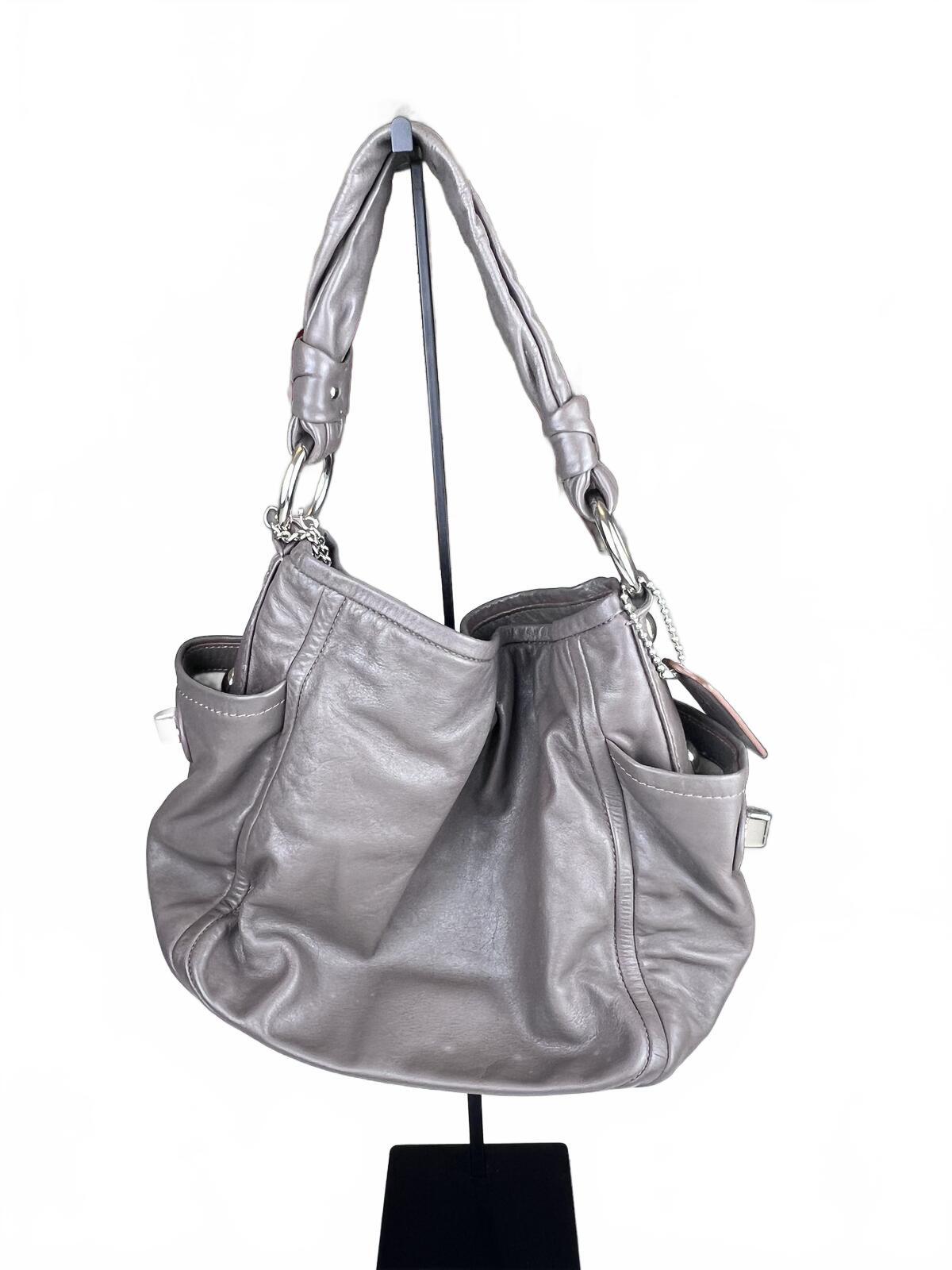 Coach Metallic Silver Leather Shoulder Bag
