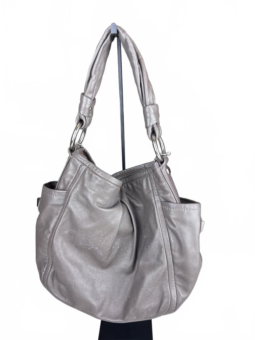 Coach Metallic Silver Leather Shoulder Bag