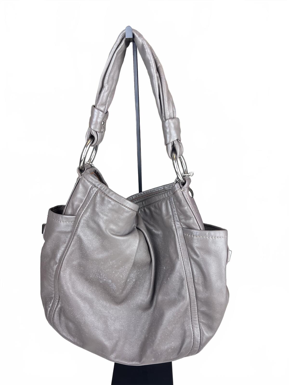 Coach Metallic Silver Leather Shoulder Bag