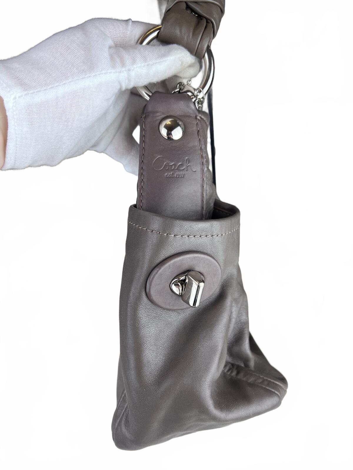 Coach Metallic Silver Leather Shoulder Bag