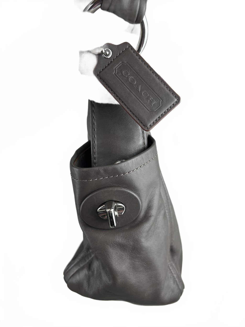 Coach Metallic Silver Leather Shoulder Bag