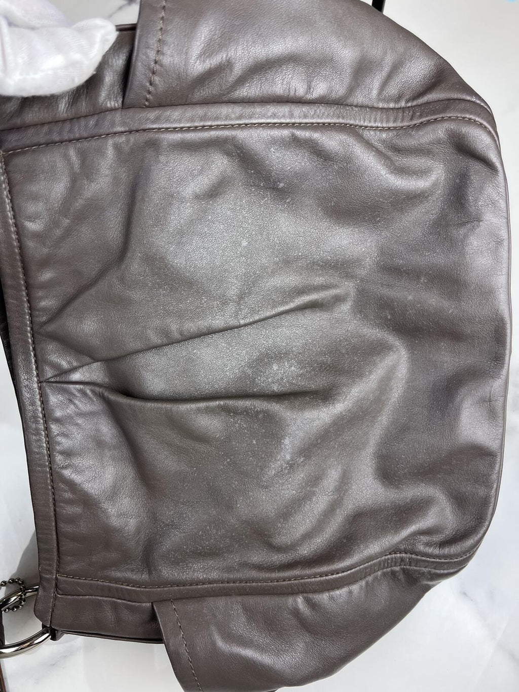 Coach Metallic Silver Leather Shoulder Bag