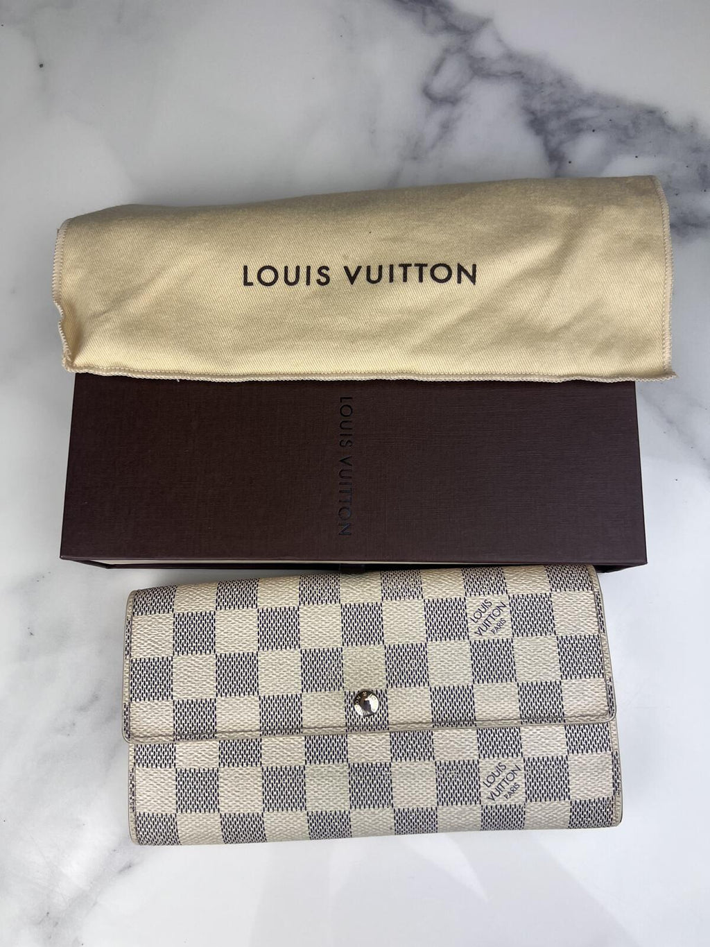 Louis Vuitton Damier Azur Portefeuille Sarah Long Wallet N61735 -  JNUDY