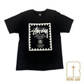 🔓 Unlock Time Style with this Black Stussy Double-sided Logo Print T-shirt.