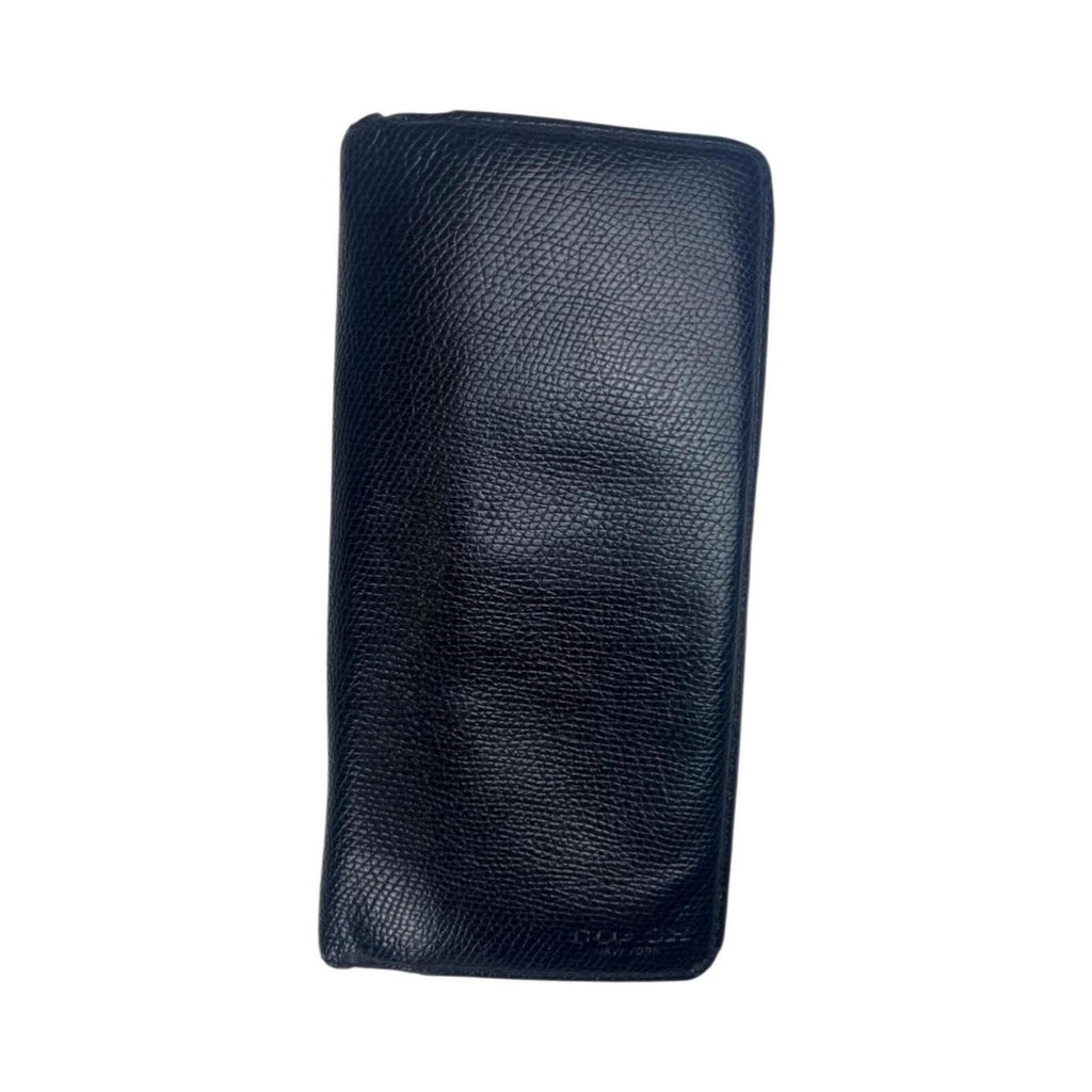 Coach black textured leather travel wallet
