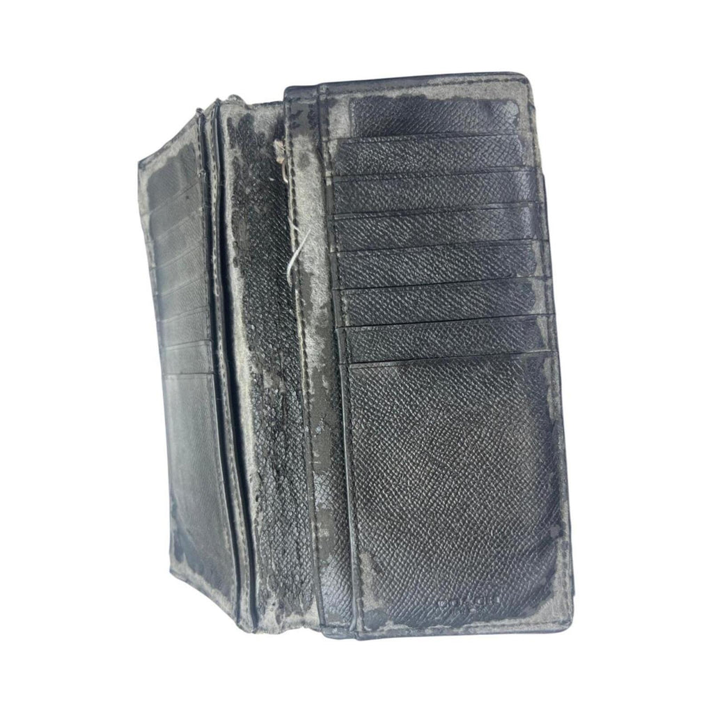 Coach black textured leather travel wallet