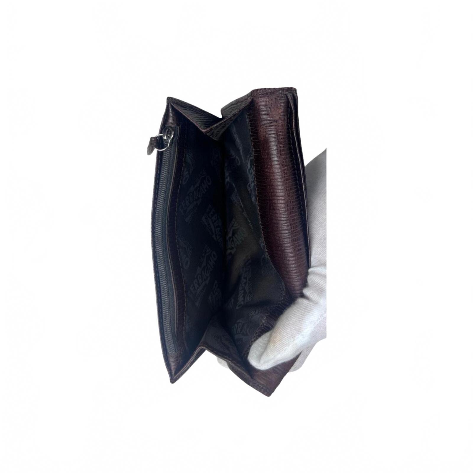 Salvatore Ferragamo Bifold Long Wallet in Textured Leather