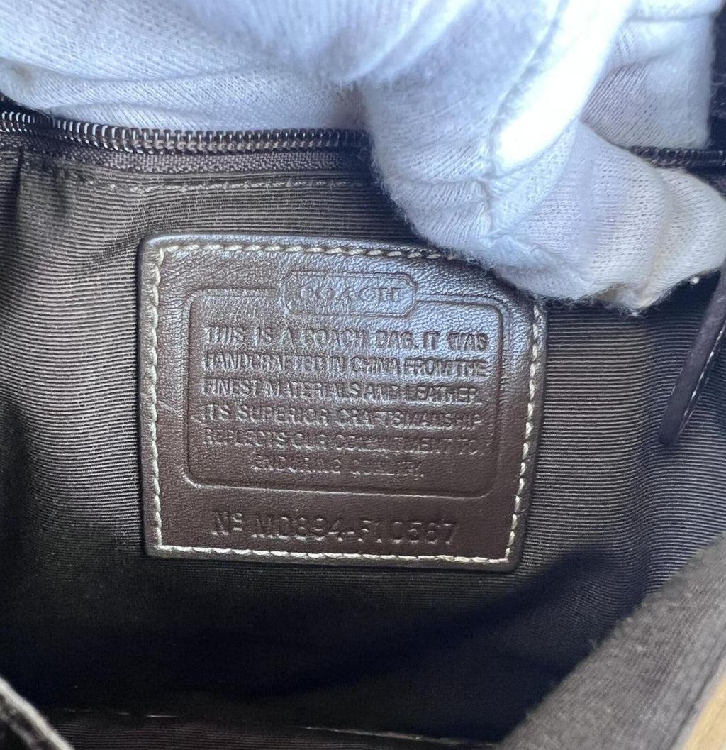 Coach Monogram Canvas Shouler Bag Gold Leather Trim
