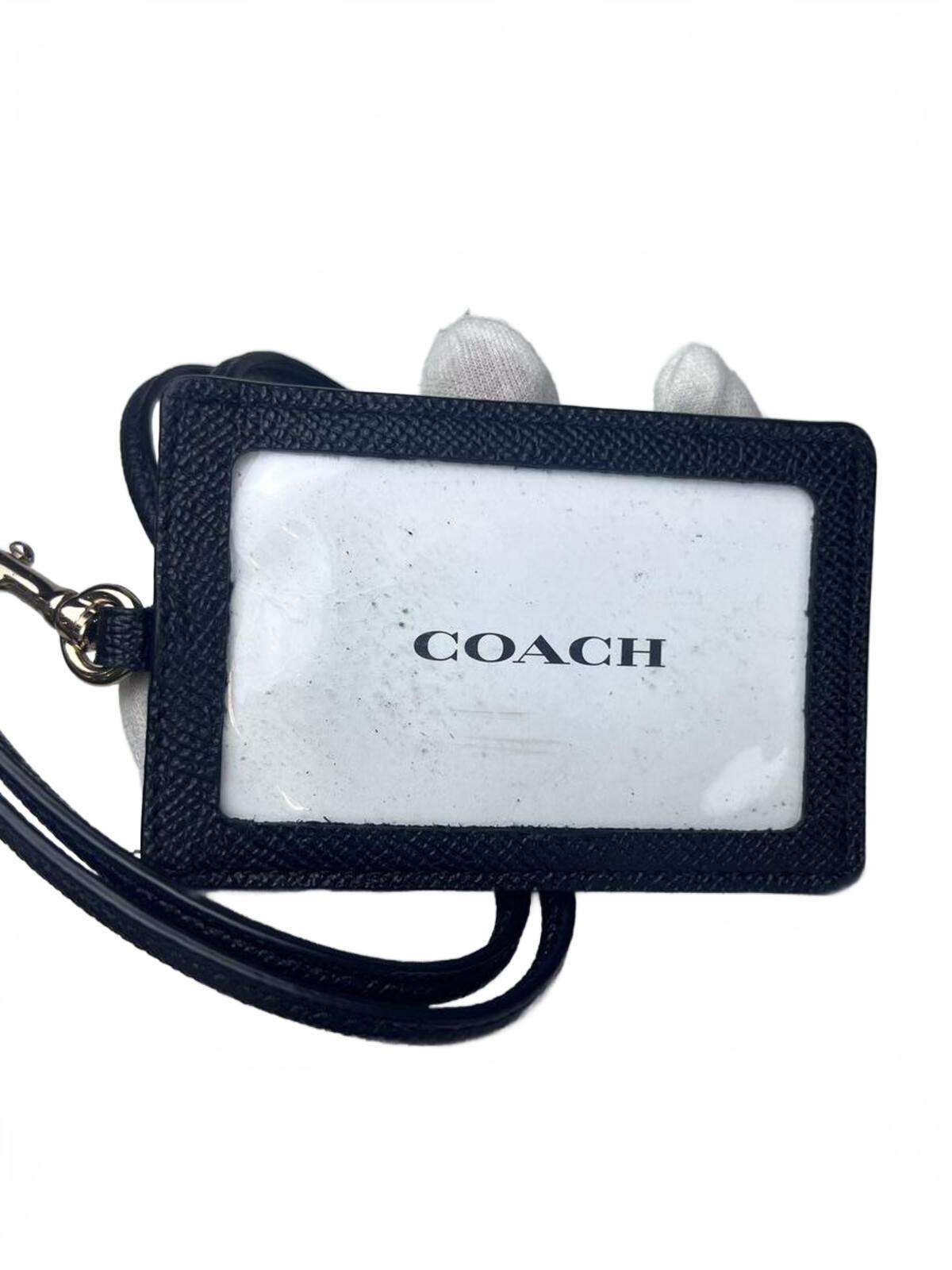 Coach ID Lanyard in Black Crossgrain Leather