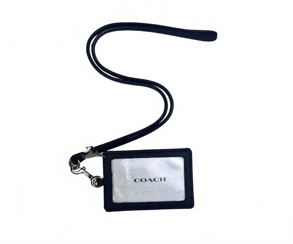 Coach ID Lanyard in Black Crossgrain Leather